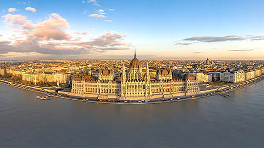 The Hungarian Parliament Building on the Danube river, Budapest